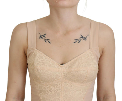 Dolce &amp; Gabbana Beige verkürztes Bustier-Korsett-Büstenhalter-Oberteil