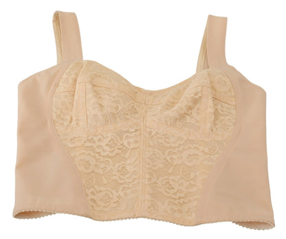 Dolce &amp; Gabbana Beige verkürztes Bustier-Korsett-Büstenhalter-Oberteil