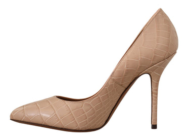 Dolce &amp; Gabbana Beige Leder Bellucci Heels Pumps Schuhe