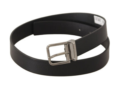 Dolce & Gabbana Elegant Black Leather Belt with Metal Buckle