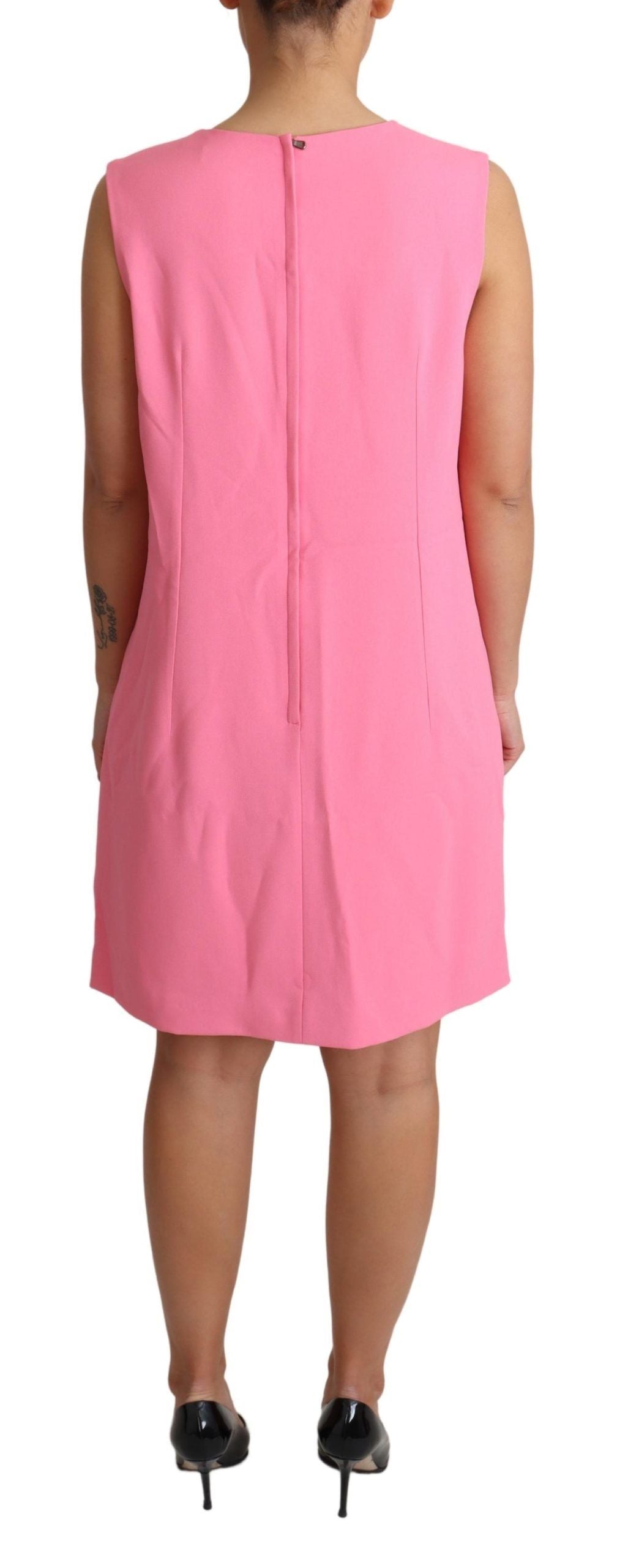 Dolce &amp; Gabbana Pink Shift ärmelloses knielanges Kleid