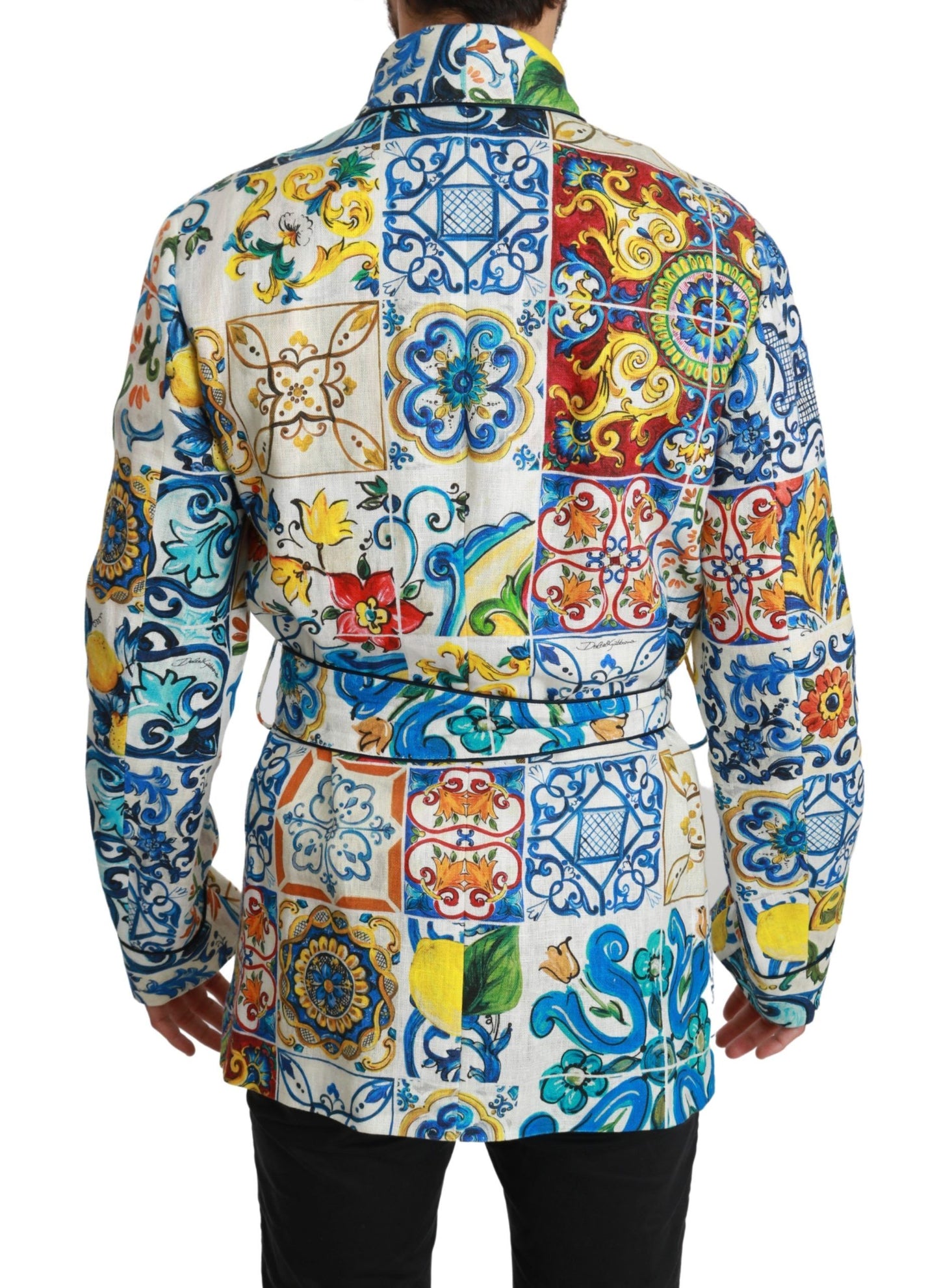 Dolce &amp; Gabbana Majolika-Brokat-Leinenmanteljacke