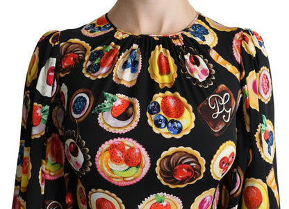 Dolce &amp; Gabbana Mehrfarbiges Desserts-Maxikleid aus Seide in A-Linie