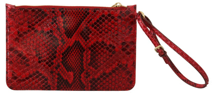 Dolce &amp; Gabbana Rotes Leder Ayers Clutch Portemonnaie Armband Hand