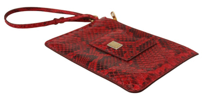 Dolce &amp; Gabbana Rotes Leder Ayers Clutch Portemonnaie Armband Hand