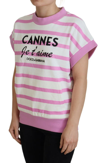 Dolce &amp; Gabbana Weiß-Rosa CANNES Exklusives T-Shirt