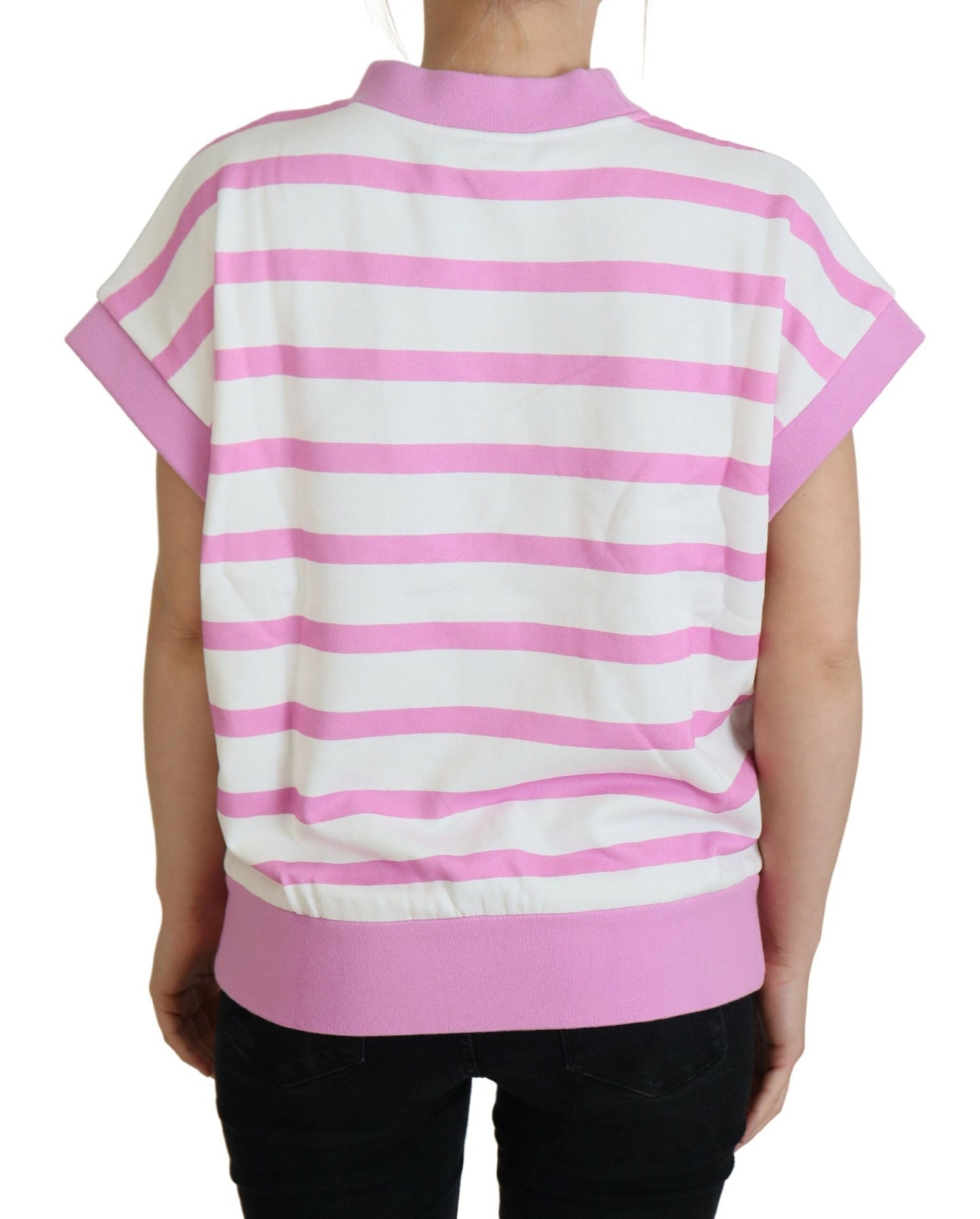 Dolce &amp; Gabbana Weiß-Rosa CANNES Exklusives T-Shirt