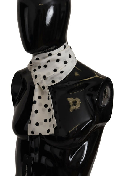 Dolce & Gabbana Elegant Silk Mens Scarf in Black and White