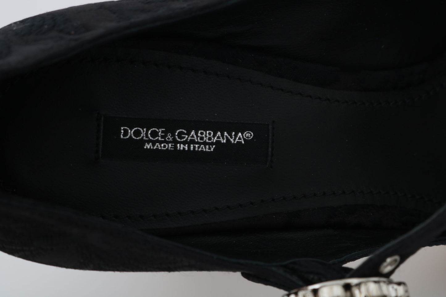 Dolce &amp; Gabbana schwarze Brokat-Mary-Jane-Schuhe mit hohen Absätzen