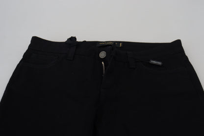 Dolce &amp; Gabbana Slim-Fit-Jeans aus schwarzer Baumwolle mit niedriger Taille und schmaler Passform