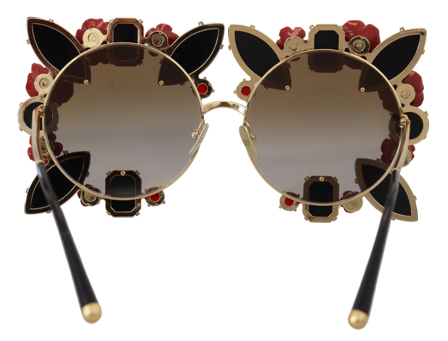 Dolce &amp; Gabbana DG2207B Sonnenbrille mit goldenem Metallrahmen und Rosenverzierung