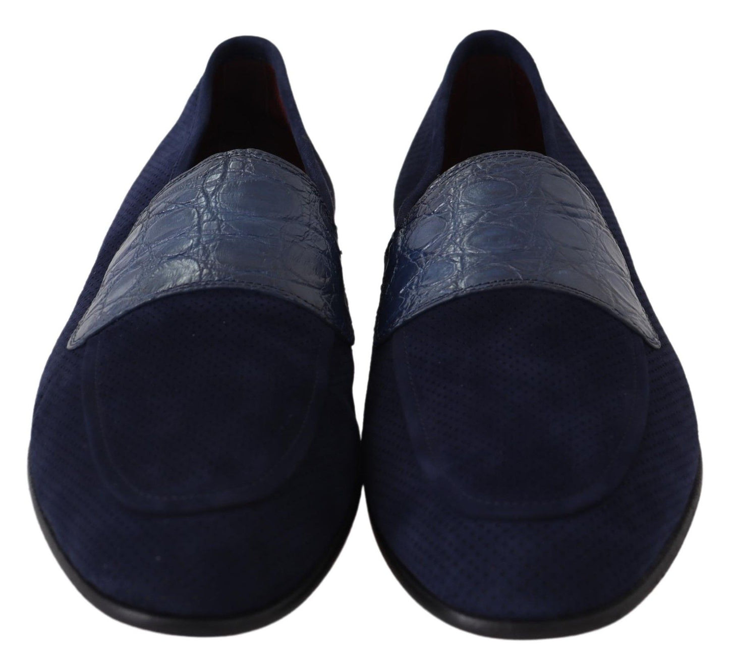 Dolce &amp; Gabbana Blaue Wildleder-Caiman-Slipper-Hausschuhe