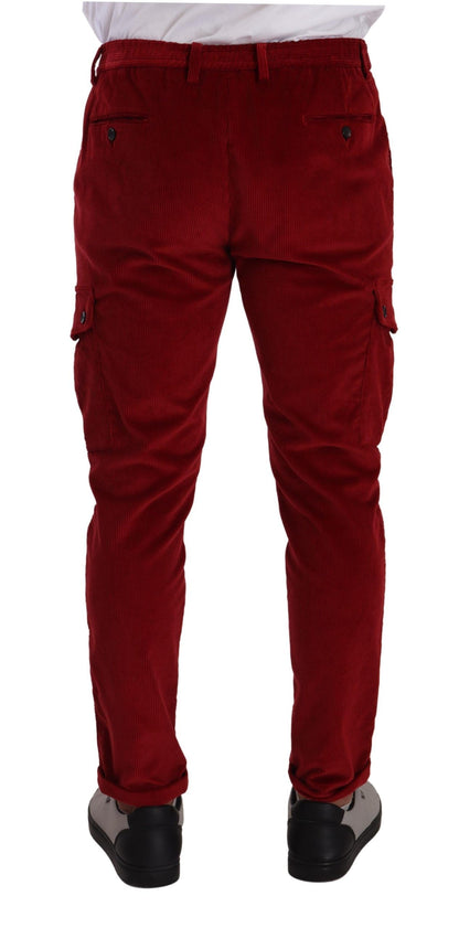 Dolce &amp; Gabbana Rote Cord-Baumwoll-Cargo-Skinny-Hose