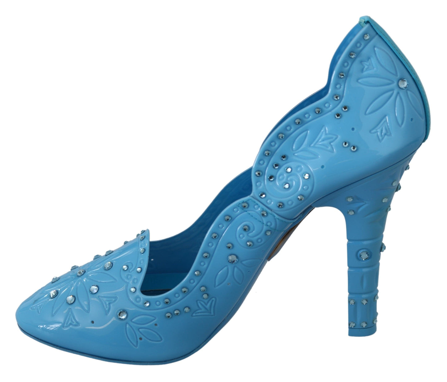 Dolce &amp; Gabbana Blue Crystal Floral CINDERELLA Heels Schuhe