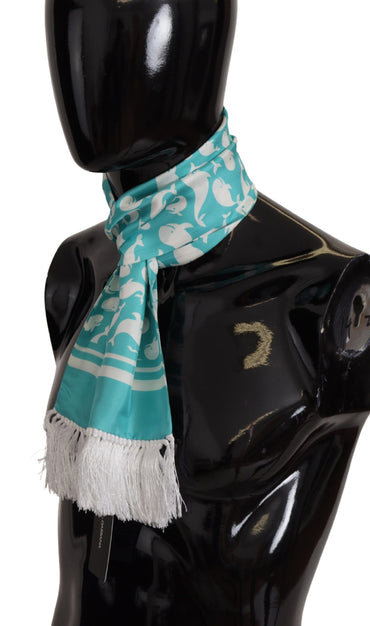 Dolce & Gabbana Elegant Teal Blue Silk Men's Scarf