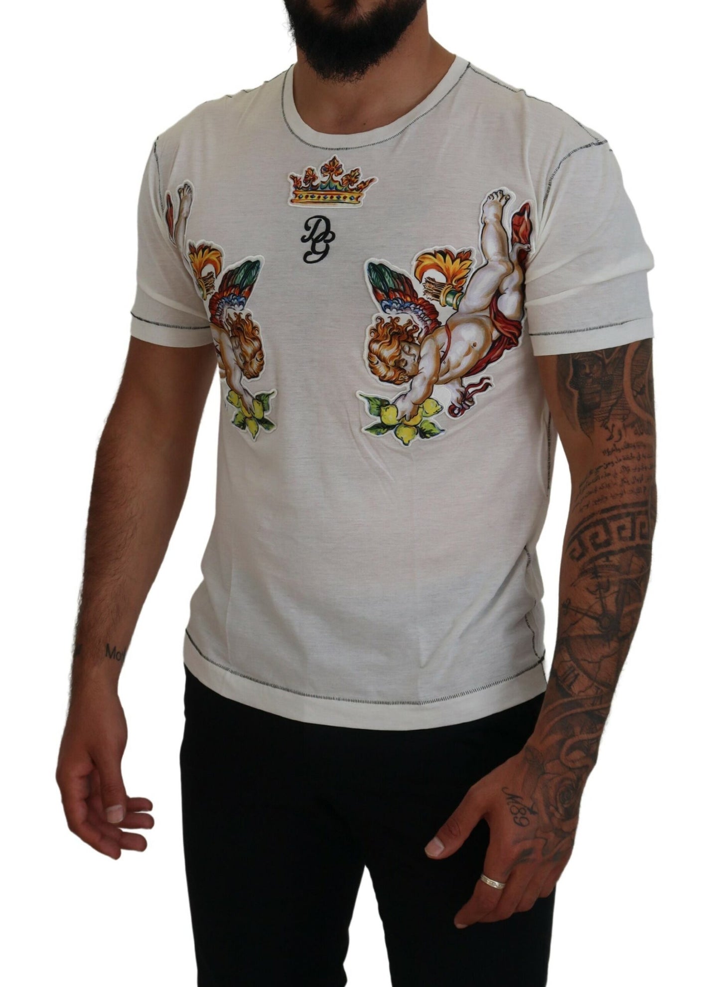 Dolce & Gabbana Elegant White Cotton-Silk Blend Tee