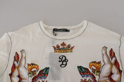 Dolce &amp; Gabbana Weißes bedrucktes Kurzarm-Herren-T-Shirt