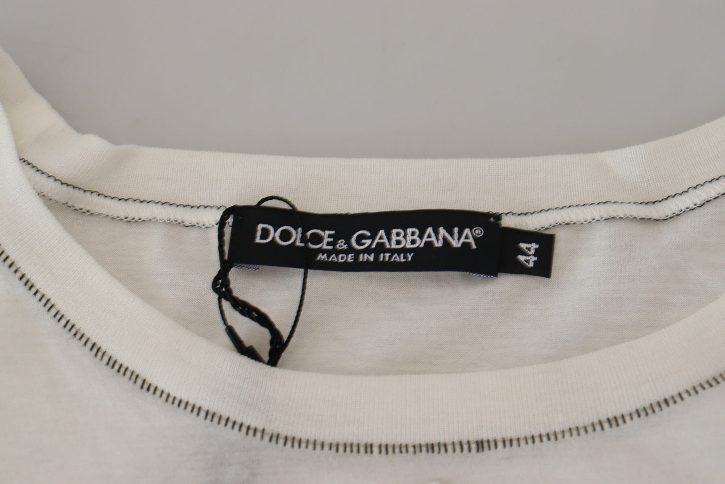 Dolce &amp; Gabbana Weißes bedrucktes Kurzarm-Herren-T-Shirt