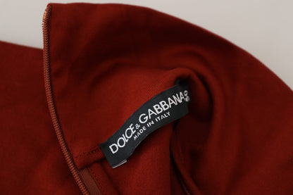 Dolce &amp; Gabbana kastanienbrauner Rollkragenpullover aus Baumwolle mit Reißverschluss