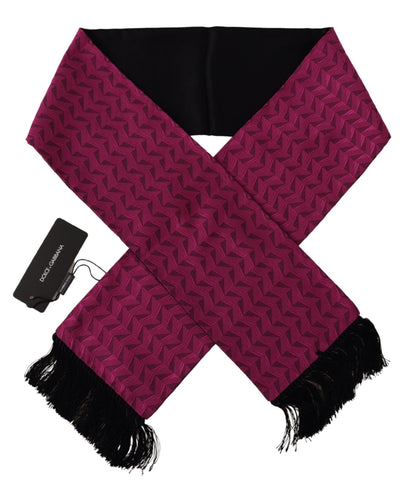 Dolce &amp; Gabbana Magenta Geometrisch gemusterter Schal aus Seide mit Fransen