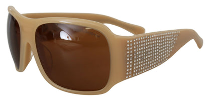 Dolce &amp; Gabbana Creme DG4027B Swarovski Stones Sonnenbrille mit braunen Gläsern