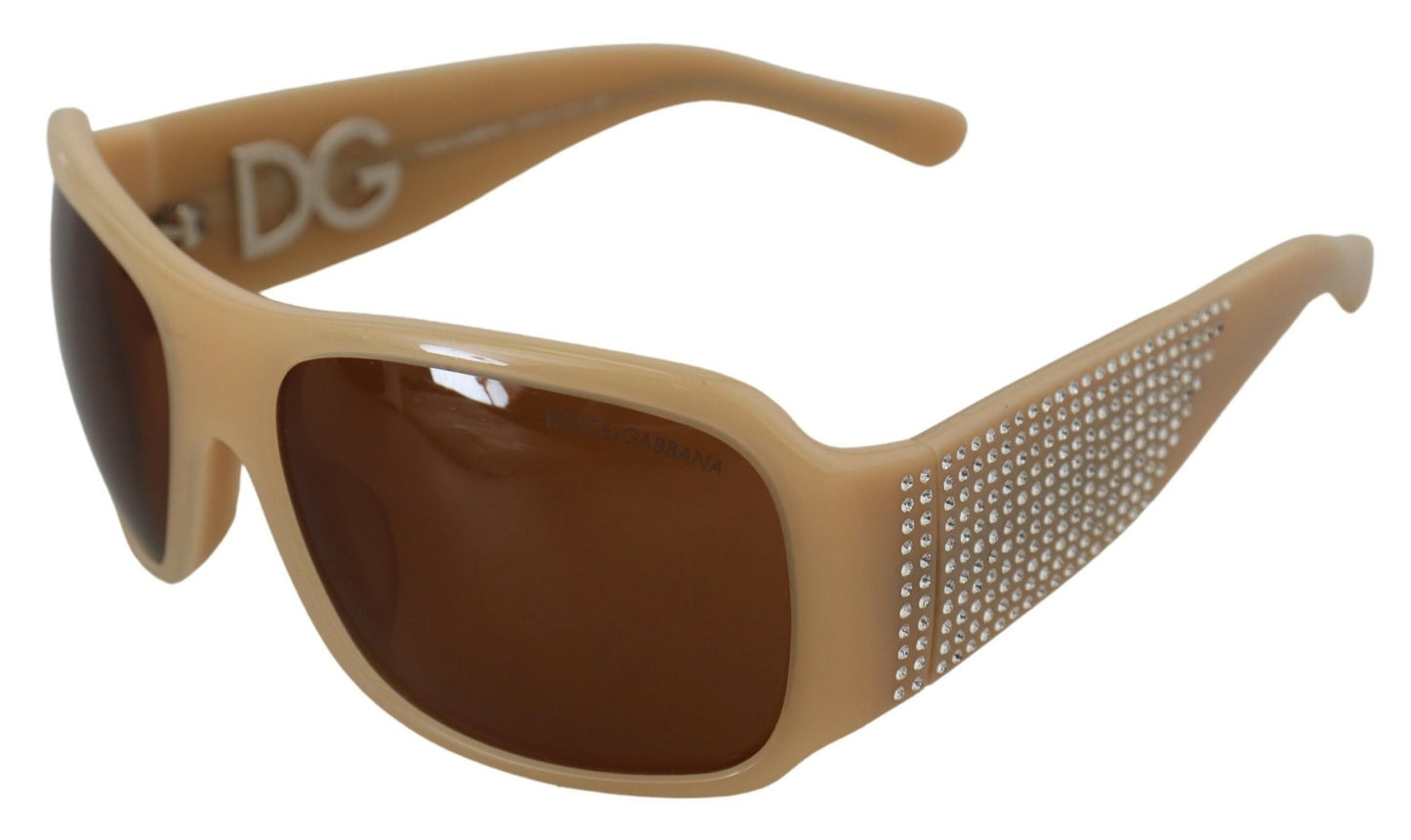 Dolce &amp; Gabbana Creme DG4027B Swarovski Stones Sonnenbrille mit braunen Gläsern