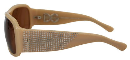 Dolce &amp; Gabbana Creme DG4027B Swarovski Stones Sonnenbrille mit braunen Gläsern