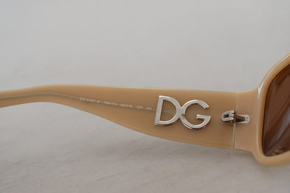 Dolce &amp; Gabbana Creme DG4027B Swarovski Stones Sonnenbrille mit braunen Gläsern