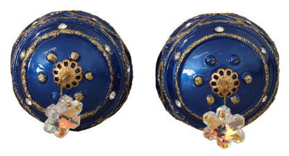 Dolce &amp; Gabbana Blaue Weihnachtskugel-Kristallhaken-Ohrringe aus Goldmessing