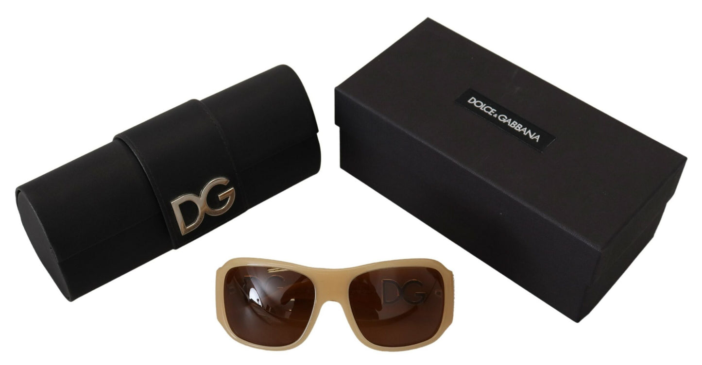 Dolce &amp; Gabbana Creme DG4027B Swarovski Stones Sonnenbrille mit braunen Gläsern