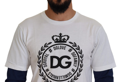 Dolce &amp; Gabbana Weiß-blauer DG Crown Pullover Pullover