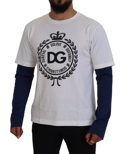 Dolce &amp; Gabbana Weiß-blauer DG Crown Pullover Pullover