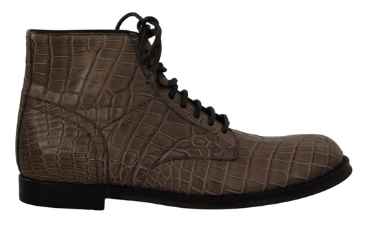 Dolce & Gabbana Elegant Crocodile Derby Brogue Boots