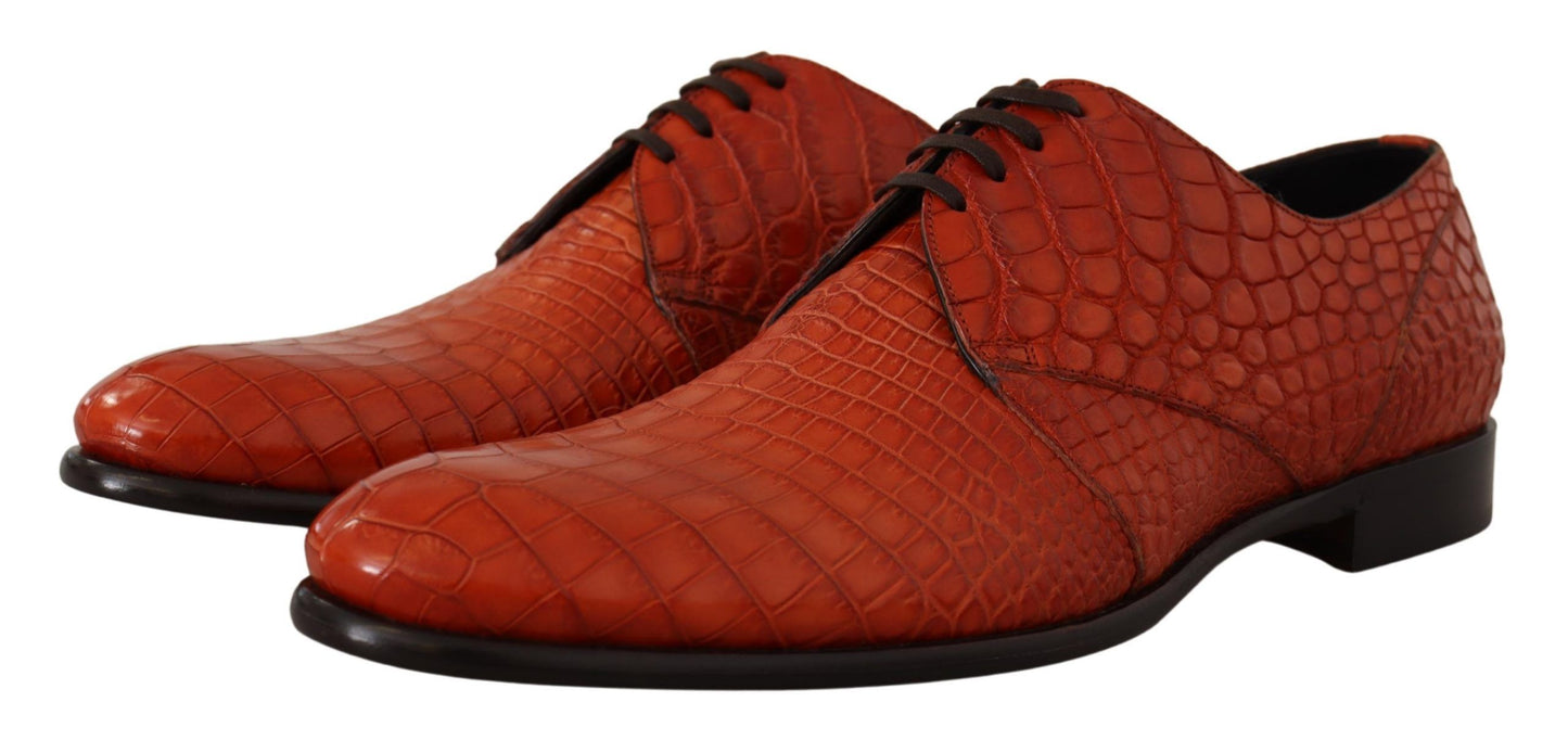 Dolce &amp; Gabbana Orangefarbene Derby-Schuhe aus exotischem Leder