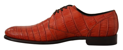 Dolce &amp; Gabbana Orangefarbene Derby-Schuhe aus exotischem Leder