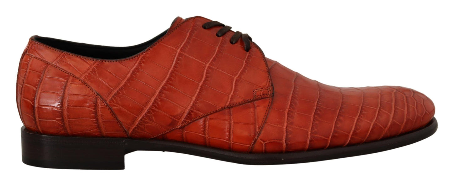 Dolce &amp; Gabbana Orangefarbene Derby-Schuhe aus exotischem Leder