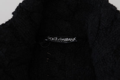 Dolce &amp; Gabbana Strickjacke aus schwarzem Wollstrick mit Knöpfen