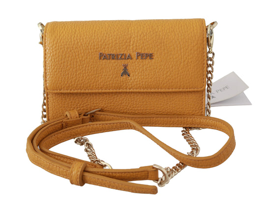 Patrizia Pepe Chic Yellow Leather Shoulder Bag