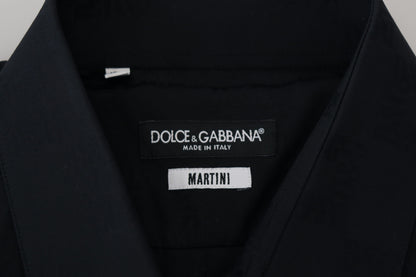 Dolce &amp; Gabbana Schwarzes Baumwollkleid, formelles MARTINI-Hemd