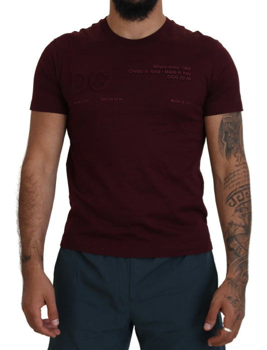 Dolce &amp; Gabbana Kastanienbraun bedrucktes Kurzarm-Herren-T-Shirt