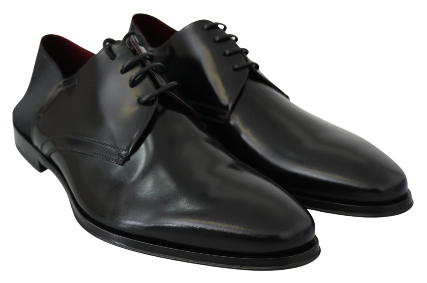 Dolce &amp; Gabbana Schwarze Derby-Schuhe aus Lackleder mit Spitze