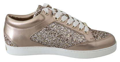 Jimmy Choo Ballet Pink Glitter Leather Sneakers