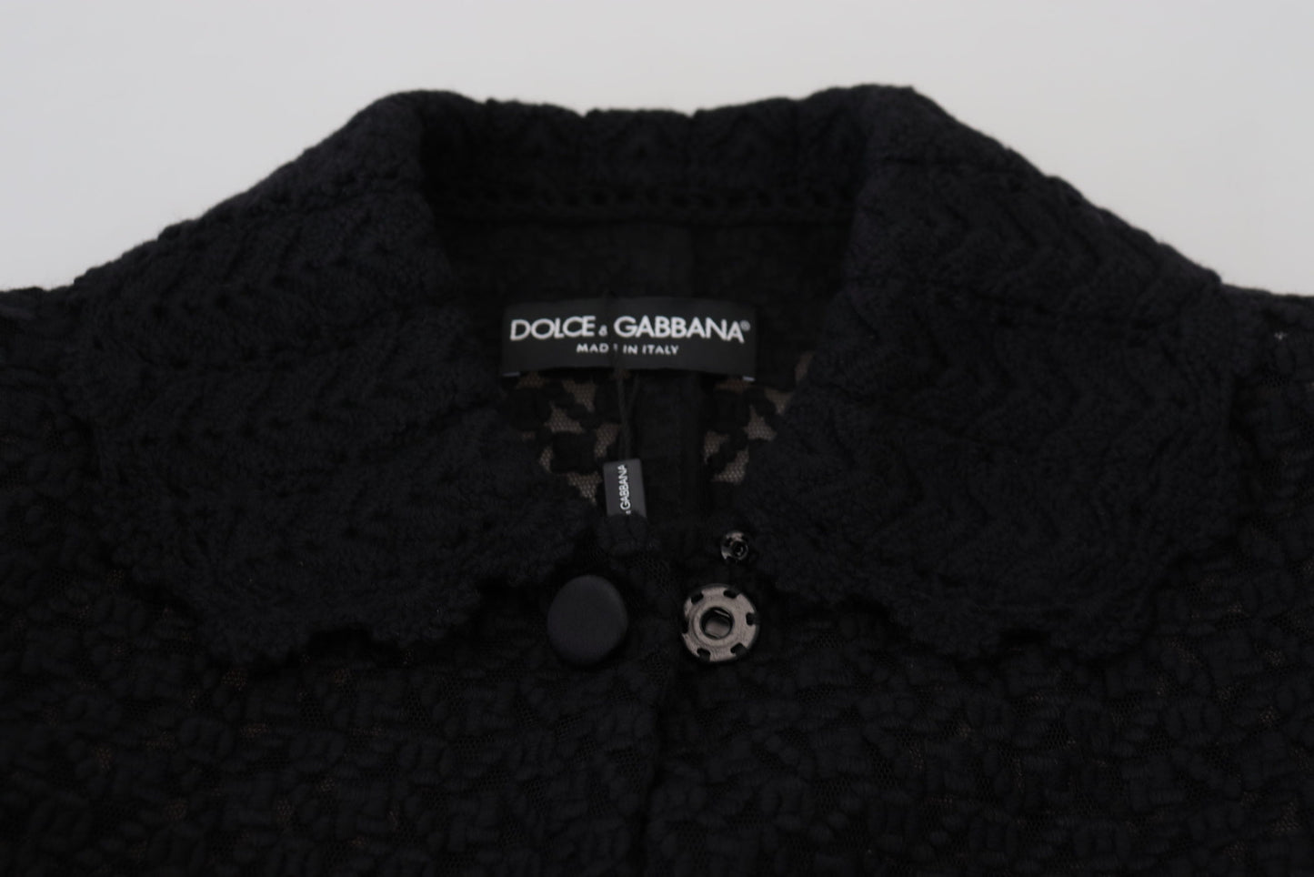 Dolce &amp; Gabbana Schwarze lange Blazer-Baumwolljacke mit Knopfleiste