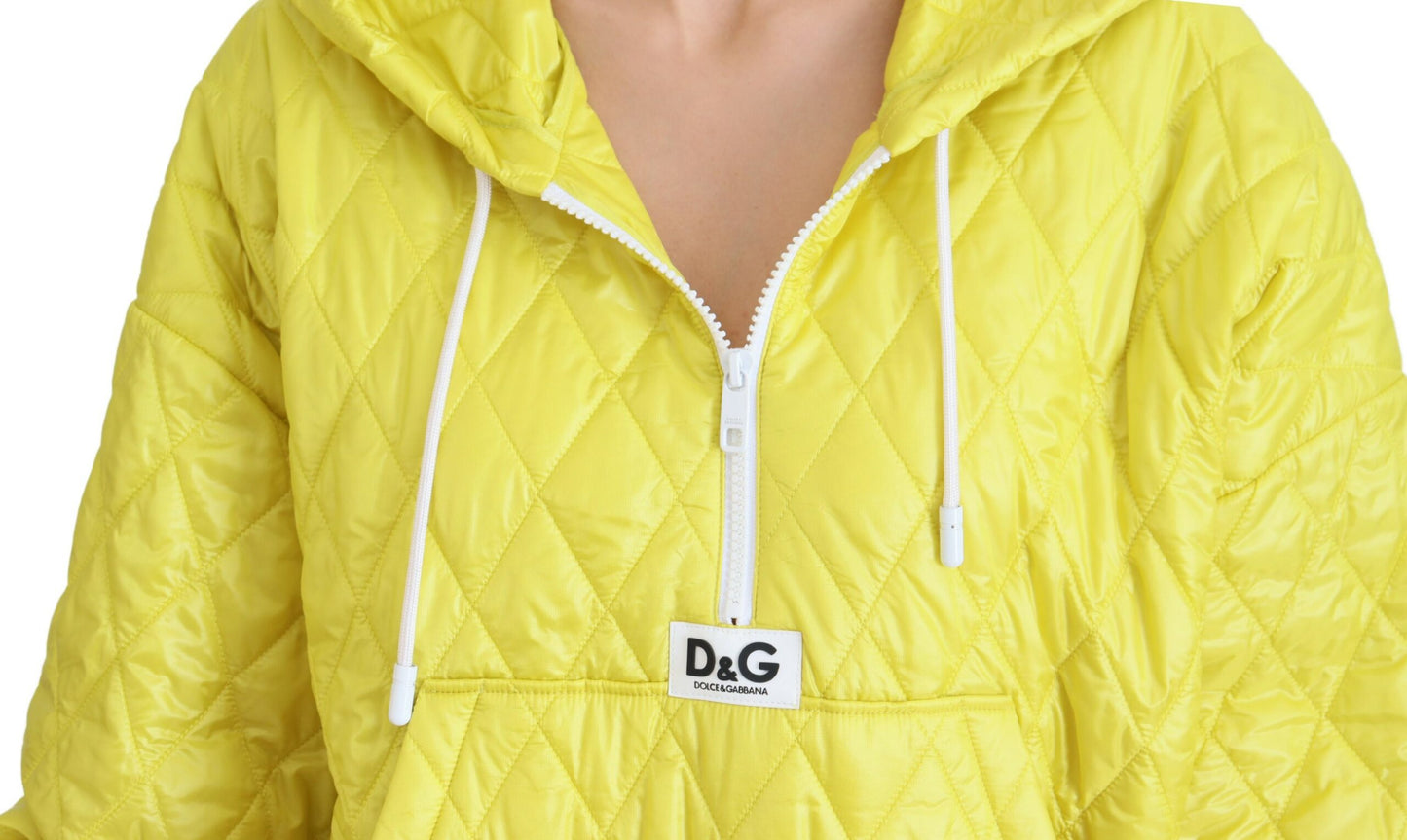 Dolce &amp; Gabbana Gelbe gesteppte Kapuzenpulloverjacke aus Nylon