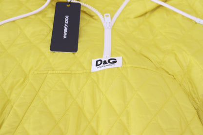 Dolce &amp; Gabbana Gelbe gesteppte Kapuzenpulloverjacke aus Nylon