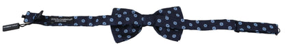 Dolce & Gabbana Elegant Blue Patterned Silk Bow Tie