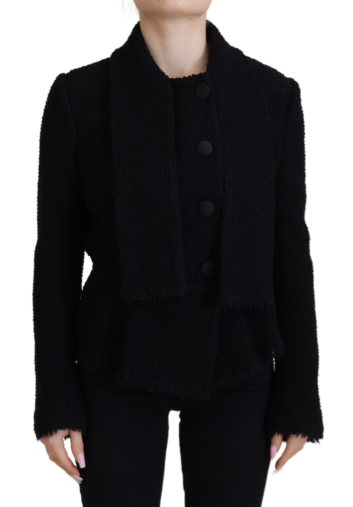 Dolce &amp; Gabbana Schwarzer Wollmantel, Blazer, Wickeljacke