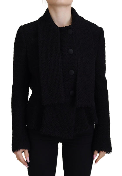 Dolce &amp; Gabbana Schwarzer Wollmantel, Blazer, Wickeljacke