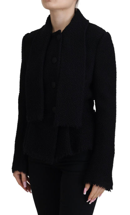 Dolce &amp; Gabbana Schwarzer Wollmantel, Blazer, Wickeljacke