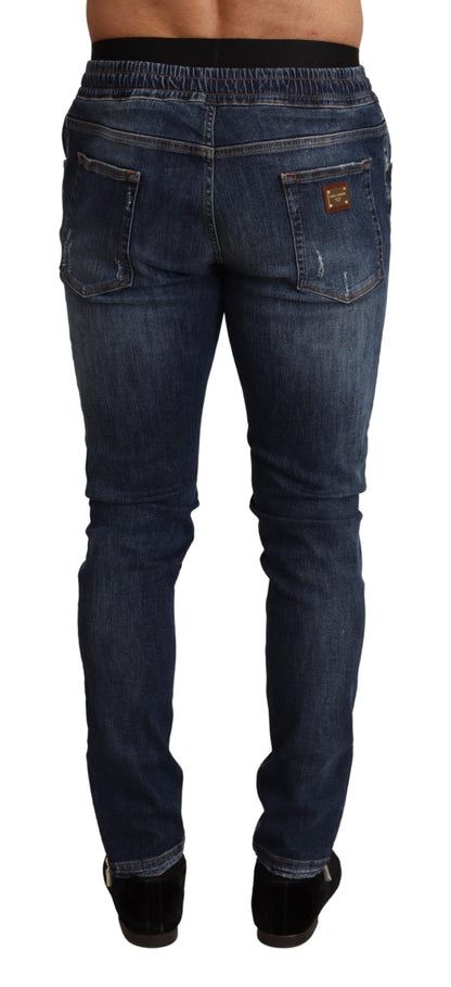 Blaue Dolce &amp; Gabbana-Jeans aus zerfetztem Baumwoll-Stretch-Denim